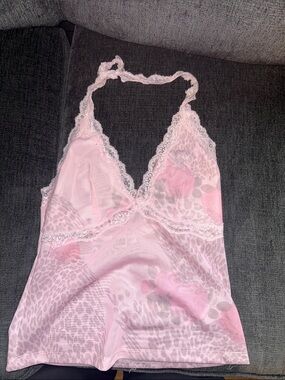 Harlow Pink Sheer Lace Halter Chemise